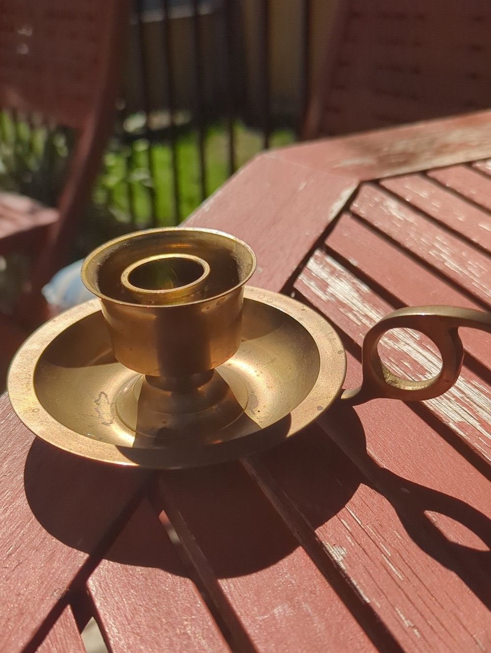 Brass Chamberstick Candle Holder - Gold Finish